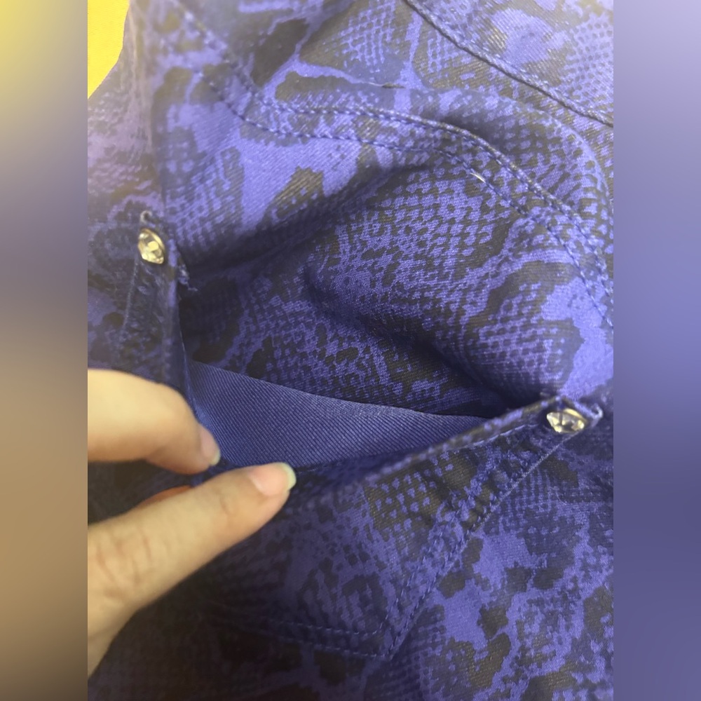 Lane Bryant Women Size 18 Skinny Jeans Snake Print Purple Blue Black Pants - Picture 15 of 16